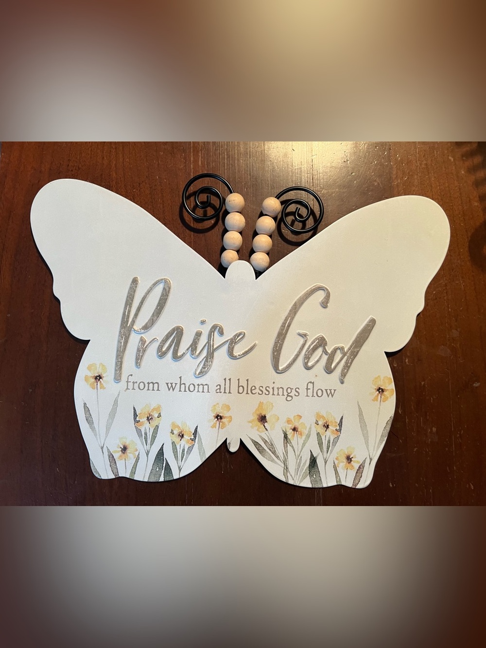 Praise God Butterfly Wall Decor - White & Yellow
